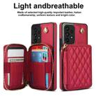 For Samsung Galaxy A73 4G / 5G AwQuer Crossbody Zipper Wallet Rhombic Leather Back Phone Case(Red) - 2