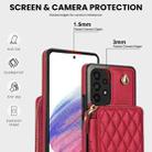For Samsung Galaxy A73 4G / 5G AwQuer Crossbody Zipper Wallet Rhombic Leather Back Phone Case(Red) - 3