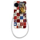For OPPO Find N3 Flip Lattice Little Bear Pattern Full Coverage Phone Case with Wrist Strap(Silver) - 1