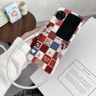 For OPPO Find N3 Flip Lattice Little Bear Pattern Full Coverage Phone Case with Wrist Strap(Silver) - 2