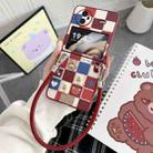 For vivo X Flip Lattice Little Bear Pattern Full Coverage Phone Case with Wrist Strap(Red) - 2