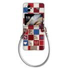 For vivo X Flip Lattice Little Bear Pattern Full Coverage Phone Case with Wrist Strap(Silver) - 1