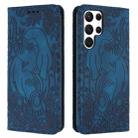 For Samsung Galaxy S25 Ultra 5G Retro Elephant Embossed Leather Phone Case(Blue) - 1
