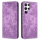 For Samsung Galaxy S25 Ultra 5G Retro Elephant Embossed Leather Phone Case(Purple) - 1