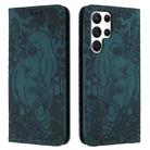 For Samsung Galaxy S25 Ultra 5G Retro Elephant Embossed Leather Phone Case(Green) - 1