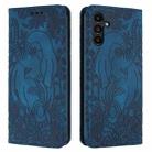 For Samsung Galaxy S25+ 5G Retro Elephant Embossed Leather Phone Case(Blue) - 1