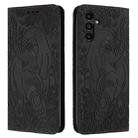 For Samsung Galaxy S25+ 5G Retro Elephant Embossed Leather Phone Case(Black) - 1