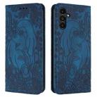 For Samsung Galaxy S25 5G Retro Elephant Embossed Leather Phone Case(Blue) - 1