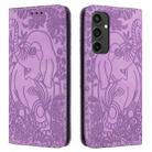 For Samsung Galaxy S24 FE 5G Retro Elephant Embossed Leather Phone Case(Purple) - 1