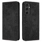 For Samsung Galaxy S24 FE 5G Retro Elephant Embossed Leather Phone Case(Black) - 1