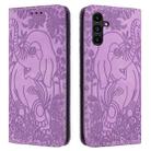 For Samsung Galaxy A16 5G / 4G Retro Elephant Embossed Leather Phone Case(Purple) - 1