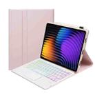 For Xiaomi Pad 7 / 7 Pro 11.2 inch A0N13-AS Ultra-thin Detachable Backlight Bluetooth Keyboard Leather Tablet Case with Touchpad(Pink White) - 2