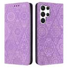 For Samsung Galaxy S25 Ultra 5G Ethnic Embossed Adsorption Leather Phone Case(Purple) - 1