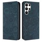 For Samsung Galaxy S25 Ultra 5G Ethnic Embossed Adsorption Leather Phone Case(Blue) - 1