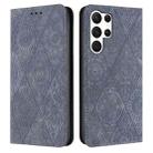 For Samsung Galaxy S25 Ultra 5G Ethnic Embossed Adsorption Leather Phone Case(Grey) - 1