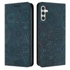 For Samsung Galaxy S25 5G Ethnic Embossed Adsorption Leather Phone Case(Blue) - 1