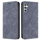 For Samsung Galaxy S25 5G Ethnic Embossed Adsorption Leather Phone Case(Grey) - 1