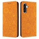 For Samsung Galaxy A26 5G Ethnic Embossed Adsorption Leather Phone Case(Yellow) - 1
