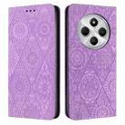 For Redmi A4 5G Ethnic Embossed Adsorption Leather Phone Case(Purple) - 1