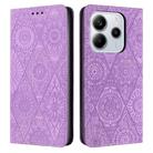For Redmi Note 14 4G 163.25mm Ethnic Embossed Adsorption Leather Phone Case(Purple) - 1