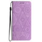 For Redmi Note 14 4G 163.25mm Ethnic Embossed Adsorption Leather Phone Case(Purple) - 3