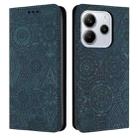 For Redmi Note 14 4G 163.25mm Ethnic Embossed Adsorption Leather Phone Case(Blue) - 1