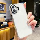 For iPhone 16 Kingsteel Wolf Frosted Lens Transparent Phone Case(Black) - 1