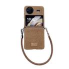 For vivo X Flip Comfortable Short Plush Full Coverage Phone Case(Brown) - 1