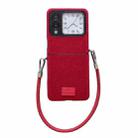 For Huawei nova Flip Comfortable Short Plush Full Coverage Phone Case with Wrist Strap(Red) - 1