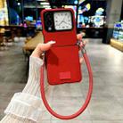 For Huawei nova Flip Comfortable Short Plush Full Coverage Phone Case with Wrist Strap(Red) - 2