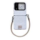 For Huawei nova Flip Comfortable Short Plush Full Coverage Phone Case with Wrist Strap(White) - 1