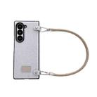 For Samsung Galaxy Z Fold4 5G Comfortable Short Plush Full Coverage Phone Case with Wrist Strap(White) - 1