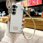 For Samsung Galaxy Z Fold4 5G Comfortable Short Plush Full Coverage Phone Case with Wrist Strap(White) - 2