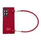 For Samsung Galaxy Z Fold Special Comfortable Short Plush Full Coverage Phone Case with Wrist Strap(Red) - 1