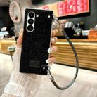 For Samsung Galaxy Z Fold Special Comfortable Short Plush Full Coverage Phone Case with Wrist Strap(Black) - 2