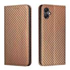 For Samsung Galaxy A06 4G Carbon Fiber Texture Magnetic Flip Leather Phone Case(Brown) - 1