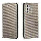 For Samsung Galaxy S25+ 5G Carbon Fiber Texture Magnetic Flip Leather Phone Case(Grey) - 1