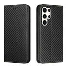 For Samsung Galaxy S25 Ultra 5G Carbon Fiber Texture Magnetic Flip Leather Phone Case(Black) - 1