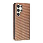 For Samsung Galaxy S25 Ultra 5G Carbon Fiber Texture Magnetic Flip Leather Phone Case(Brown) - 3