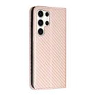 For Samsung Galaxy S25 Ultra 5G Carbon Fiber Texture Magnetic Flip Leather Phone Case(Rose Gold) - 3