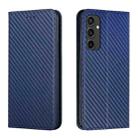 For Samsung Galaxy S24 FE 5G Carbon Fiber Texture Magnetic Flip Leather Phone Case(Blue) - 1