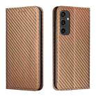 For Samsung Galaxy S24 FE 5G Carbon Fiber Texture Magnetic Flip Leather Phone Case(Brown) - 1