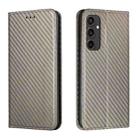 For Samsung Galaxy S24 FE 5G Carbon Fiber Texture Magnetic Flip Leather Phone Case(Grey) - 1