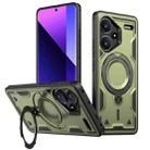For Redmi Note 13 Pro+ PC Hybrid TPU Armor MagSafe Ring Holder Phone Case(Olive Green) - 1