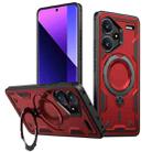 For Redmi Note 13 Pro+ PC Hybrid TPU Armor MagSafe Ring Holder Phone Case(Red) - 1