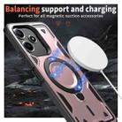 For Redmi 12 5G PC Hybrid TPU Armor MagSafe Ring Holder Phone Case(Rose Gold) - 3