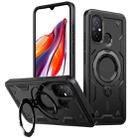 For Redmi 12C 4G PC Hybrid TPU Armor MagSafe Ring Holder Phone Case(Black) - 1
