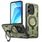 For Redmi 13 4G / 5G / Note 13R PC Hybrid TPU Armor MagSafe Ring Holder Phone Case(Olive Green) - 1