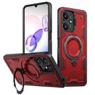 For Redmi 13C 5G PC Hybrid TPU Armor MagSafe Ring Holder Phone Case(Red) - 1