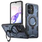 For Redmi 13C 5G PC Hybrid TPU Armor MagSafe Ring Holder Phone Case(Blue) - 1